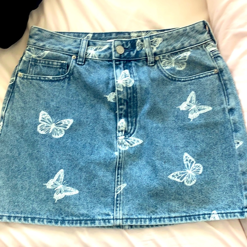 Cute pacsun 80s denim butterfly skirt cute trendy